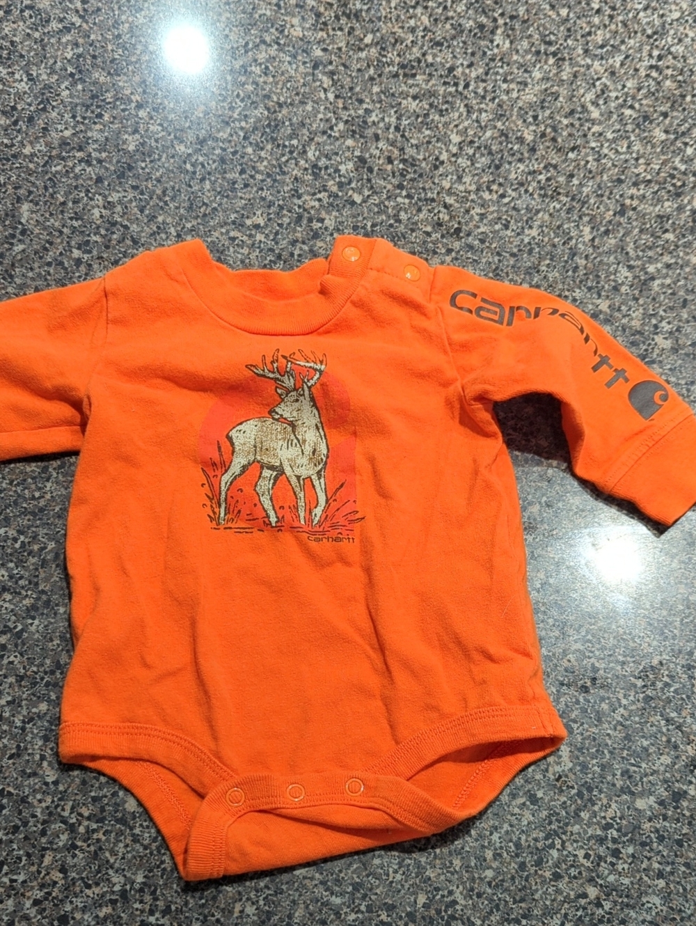 Carhartt Orange Deer Graphic Long-Sleeve Bodysuit- 3m